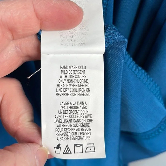 CONTEMPORAINE NWT Faux Wrap Dress Dark Teal Blue Chain Simons Ruched Size M - Picture 9 of 11